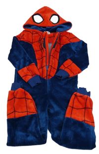Tmavomodro-červená chlupatá kombinéza s kapucí - Spider-man Marvel