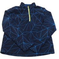 Tmavomodro-modrá vzorovaná funkčná fleecová mikina Decathlon