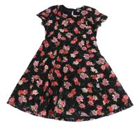 Čierne kvetované čipkové šaty Primark