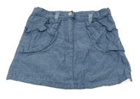 Modrá plátenná sukňa s volánikmi C&A