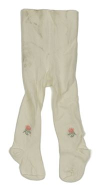 Smetanové punčocháče s kytičkami George