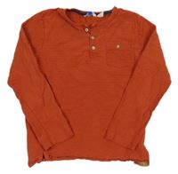 Rezavé pruhované triko s kapsou Kids