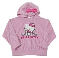 Svetloružová zamatová mikina s Kitty a kapucňou Sanrio