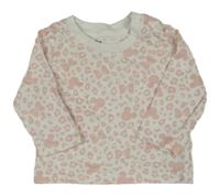 Bílo-růžové vzorované triko s Mickeym Primark 