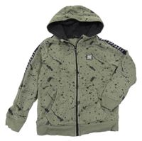Khaki-černá propínací vzorovaná mikina s kapucí George