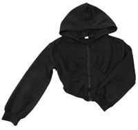 Čierna prepínaci crop mikina s kapucňou Shein