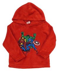 Červená plyšová mikina se superhrdiny a kapucí MARVEL
