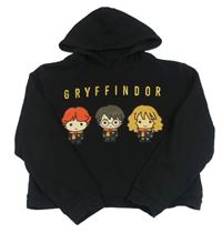 Černá crop mikina s postavami - Harry Potter a kapucí