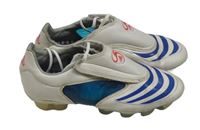 Bílo-modro-safírové koženkové kopačky Adidas vel. 39,5
