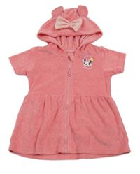 Ružové froté prepínaci šaty s Minnie a kapucňou s uškami PRIMARK