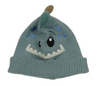 Světlemodrošedá pletená podšitá čepice - príšerka zn. George