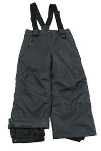 Tmavošedé šusťákové zimní oteplovačky s odepínacími kšandami lupilu