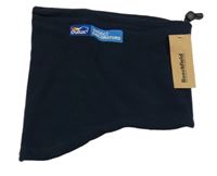 Nové - tmavomodrý fleecový utahovací nákrčník s nášivkami 