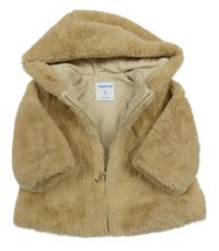 Béžový kožešinový podšitý kabát s kapucí mayoral