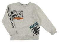 Svetlosivá melírovaná mikina s Avengers a logy PRIMARK