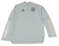 Světlešedo/růžová funkční fotbalová mikina Deutscher Adidas