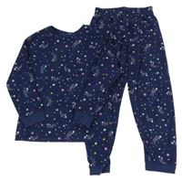 Tmavomodré fleecové pyžama s hviezdičkami M&S
