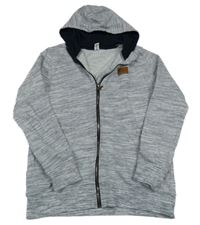 Modro-biela melírovaná prepínaci mikina s nášivkou a kapucňou YIGGA