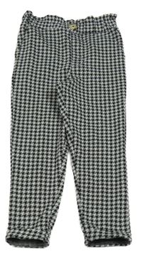 Čierno-bílo/světlešedé kockované vzorované úpletové nohavice PEP&CO