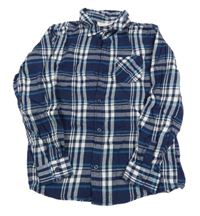 Tmavomodro-bílo-modrozelená kostkovaná košile Kids