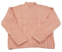 Broskvový vzorovaný vlnený oversize crop rolák PIOMBO