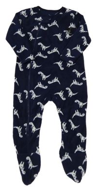 Nové - tmavomodrý fleecový overal s bílými dinosaury St. Bernard