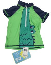 Nové - zeleno-tmavomodré UV tričko s krokodýlkem St. Bernard