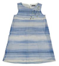 Modro-biele pruhované sieťované šaty s kamienkami a pecičkami ORIGINAL MARINES