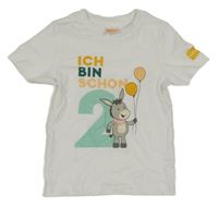 Biele narozeninové tričko s číslom a oslíkem babywelt