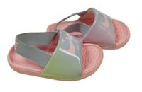 Světlerůžovo/světlemodré gumové pantofle s logom a opaskom Nike vel. 21