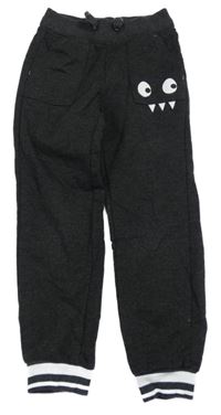 Černošedo-bílé melírované tepláky s příšerkou POCOPIANO