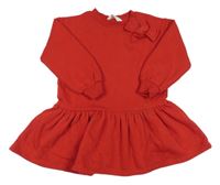 Červené teplákové oversize šaty s mašlou H&M