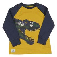 Tmavožluto/tmavomodré mikinotriko s dinosaurom Next