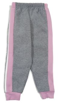 Sivo-ružové melírované teplákové tepláky s pruhom INFINITY KIDS