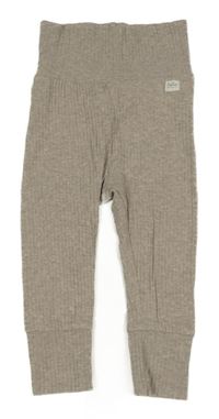 Sivo-kávové melírované rebrované tepláky s nášivkou H&M