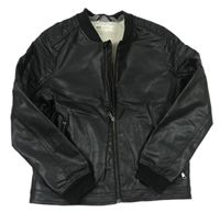 Čierna koženková zateplená bunda zn. H&M