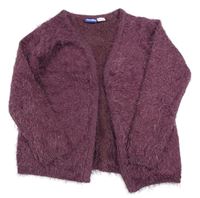 Vínový trblietavý chlpatý svetrový cardigan Lupilu