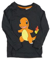 Antracitové triko s Charmanderem - Pokémon H&M