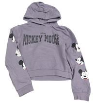 Levandulová crop mikina s Mickeym a kapucí Disney