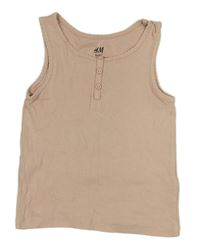 Pudrový rebrovaný top s gombíkmi H&M