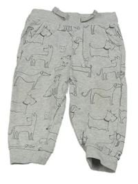 Světlešedé melírované tepláky se psy Mothercare