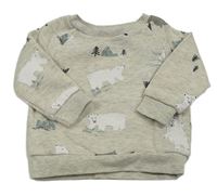 Světlešedá melírovaná mikina se zvířaty Primark