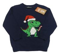 Nové - tmavomodrý sveter s dinosaurom Primark