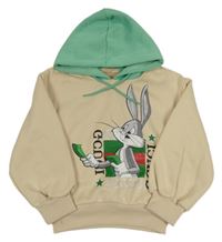 Béžovo-zelená mikina s Bugs Bunnym a kapucí Gucci
