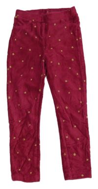 Malinové vzorované rebrované zamatové tregíny LC Waikiki