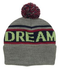 Sivo-tmavomodro-malinová funkčná čapica s nápisom a brmbolcom Crivit