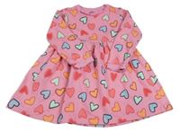 Růžové teplákové šaty se srdíčky F&F