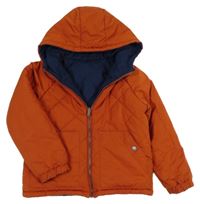 Skořičová prošívaná šusťáková zimní oboustranná bunda s kapucí Okaidi