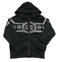 Čierna prepínaci mikina so vzorom a kapucňou