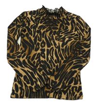 Hnědo-černé vzorované triko